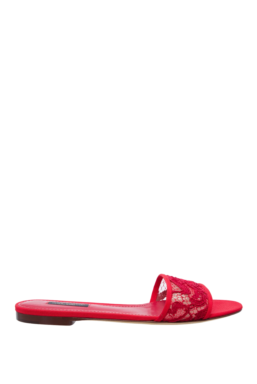 Dolce & Gabbana Шлепанцы женские с кружевом красные - кружева. 80% вискоза, 20% полиамид. Страна производитель: Италия. Уход: специализированная чистка - фото 1