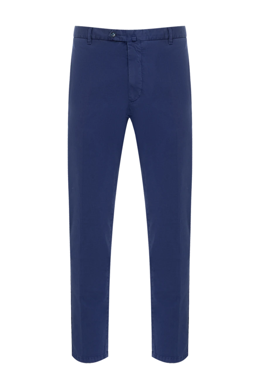 Lubiam Blue cotton trousers for men - 98% cotton, 2% elastane. Closure: button, zipper. two side pockets, two back pockets. Country of manufacture: Italy. Care: specialized cleaning - photo 1