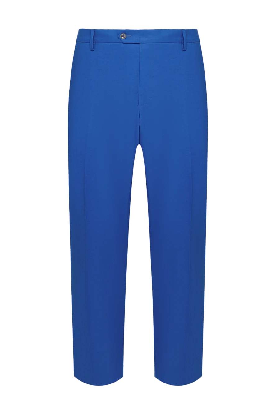 Cesare di Napoli Blue classic men's trousers made of 100% wool - 100% wool. Closure: button, zipper. two side pockets, two back pockets. Country of origin: Italy. Care: specialized cleaning - photo 1