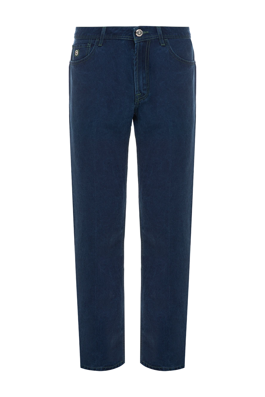 Stefano Ricci Deep blue lyocell jeans with five pockets - contrast stitching. 100% lyocell. Closure: button, zipper. Three side pockets, two back pockets. Country of origin: Italy. Care: specialized cleaning - photo 1