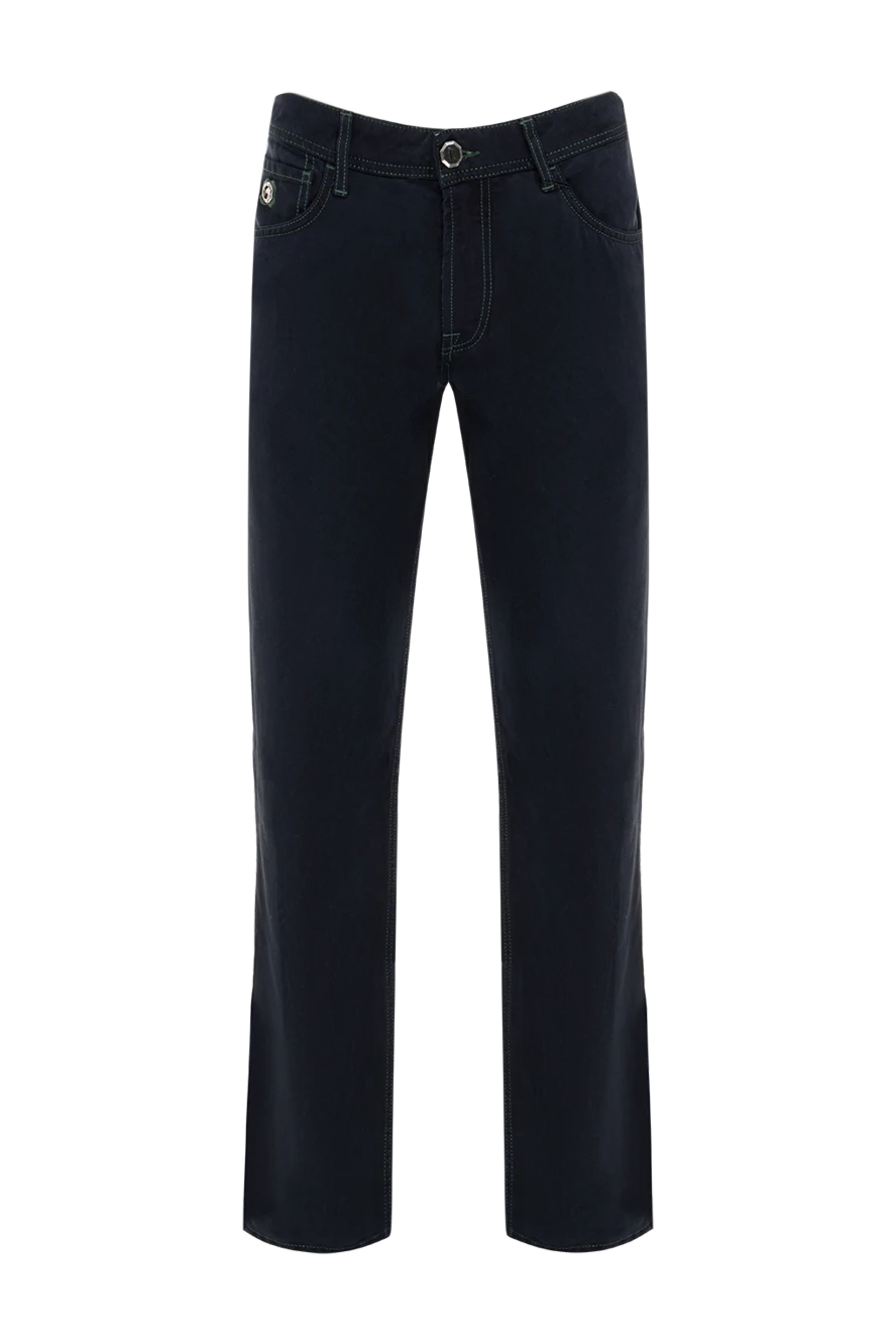 Stefano Ricci Темно синие джинсы с контрастной изумрудной строчкой - 100% лиоцелл. пуговица, молния. три боковых кармана, два кармана сзади . Страна производитель: Италия. Уход: специализированная чистка - фото 1