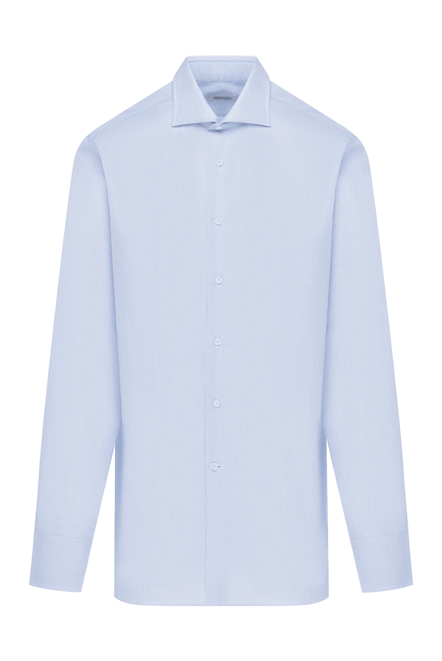 Alessandro Gherardi Ерлерге арналған көгілдір классикалық көйлегі жоғары сапалы өнімділікке баса назар аударады - шағын чек үлгісі. Құрамы: 100% мақта. Жабу: түймелер. Шығарылған елі: Италия. Күтім: арнайы тазалау - фото 1