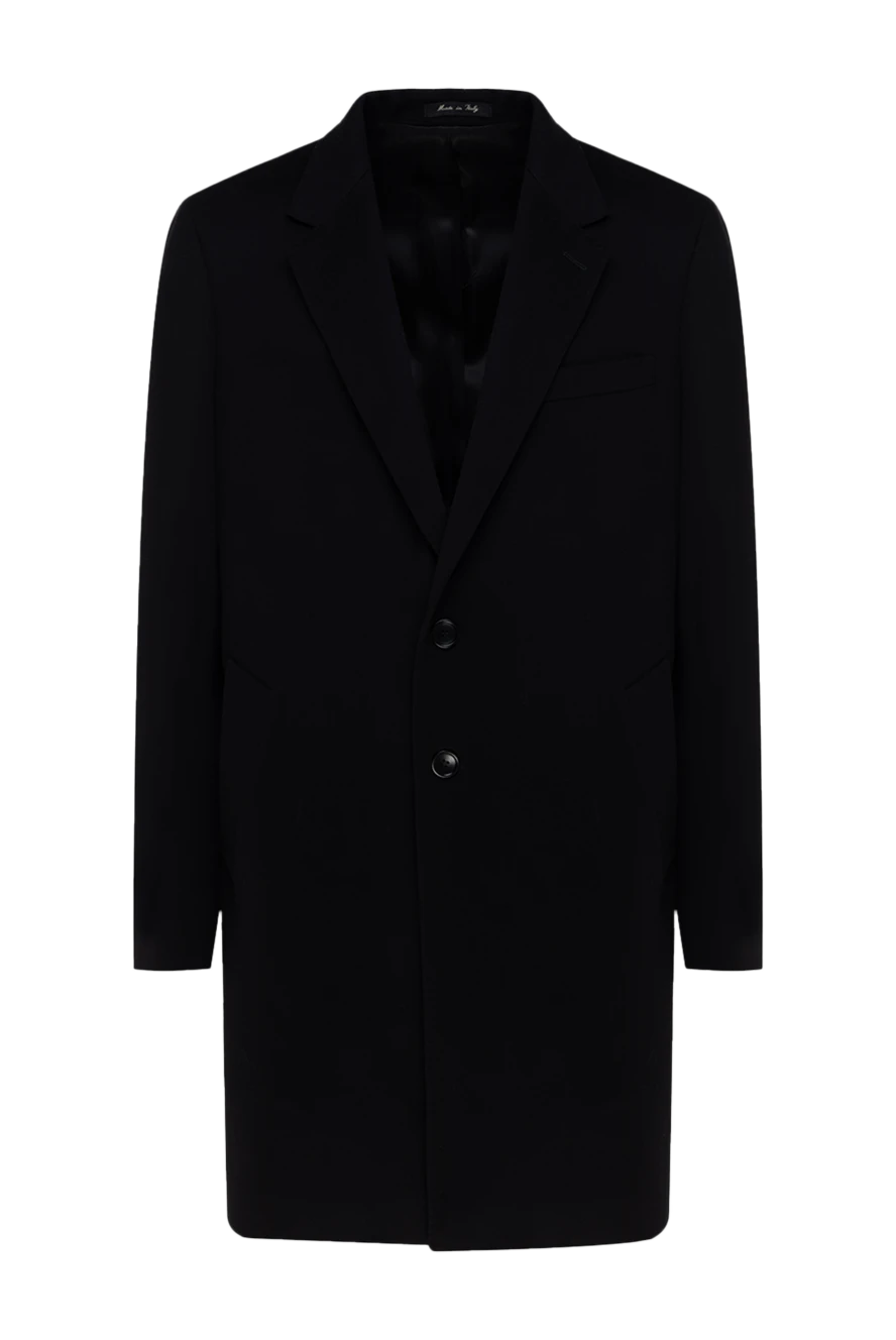 Loro Piana Пальто из шерсти черное мужское - 100% шерсть. Пуговицы. Два боковых кармана, два внутренних кармана. 100% шёлк. Страна производитель: Италия. Уход: специализированная чистка - фото 1
