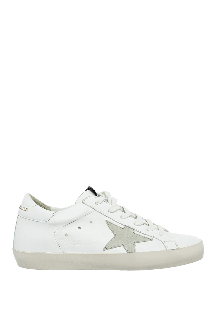 Golden Goose Кеды женские кожаные с серыми звездами белые - логотип. кожа. шнуровка. Страна производитель: Италия. Уход: специализированная чистка - фото 1
