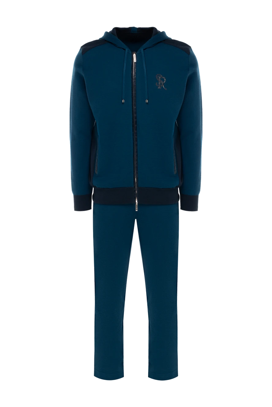 Stefano Ricci Куртка спортивная мужская из кашемира синяя - Логотип бренда, контрастная отделка. Капюшон. 100% кашемир. Кулиска, молния. Два боковых кармана. Страна производитель: Италия. Уход: специализированная чистка - фото 1