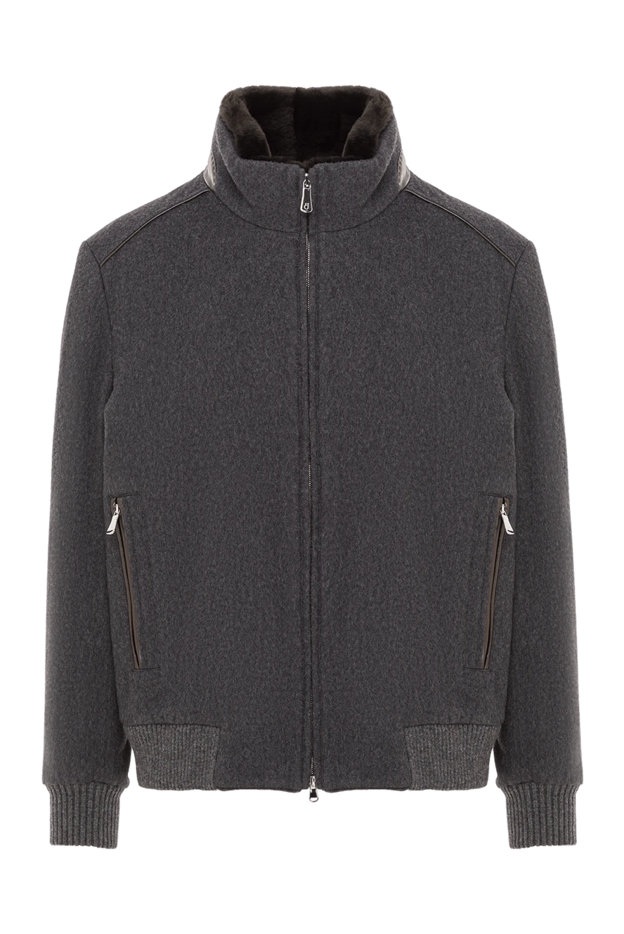 Bilancioni Куртка из натуральной кожи и кашемира серая мужская - 100% натуральная кожа, кашемир. Молния с двойным бегунком. Два боковых кармана. Страна производитель: Италия. Уход: специализированная чистка - фото 1