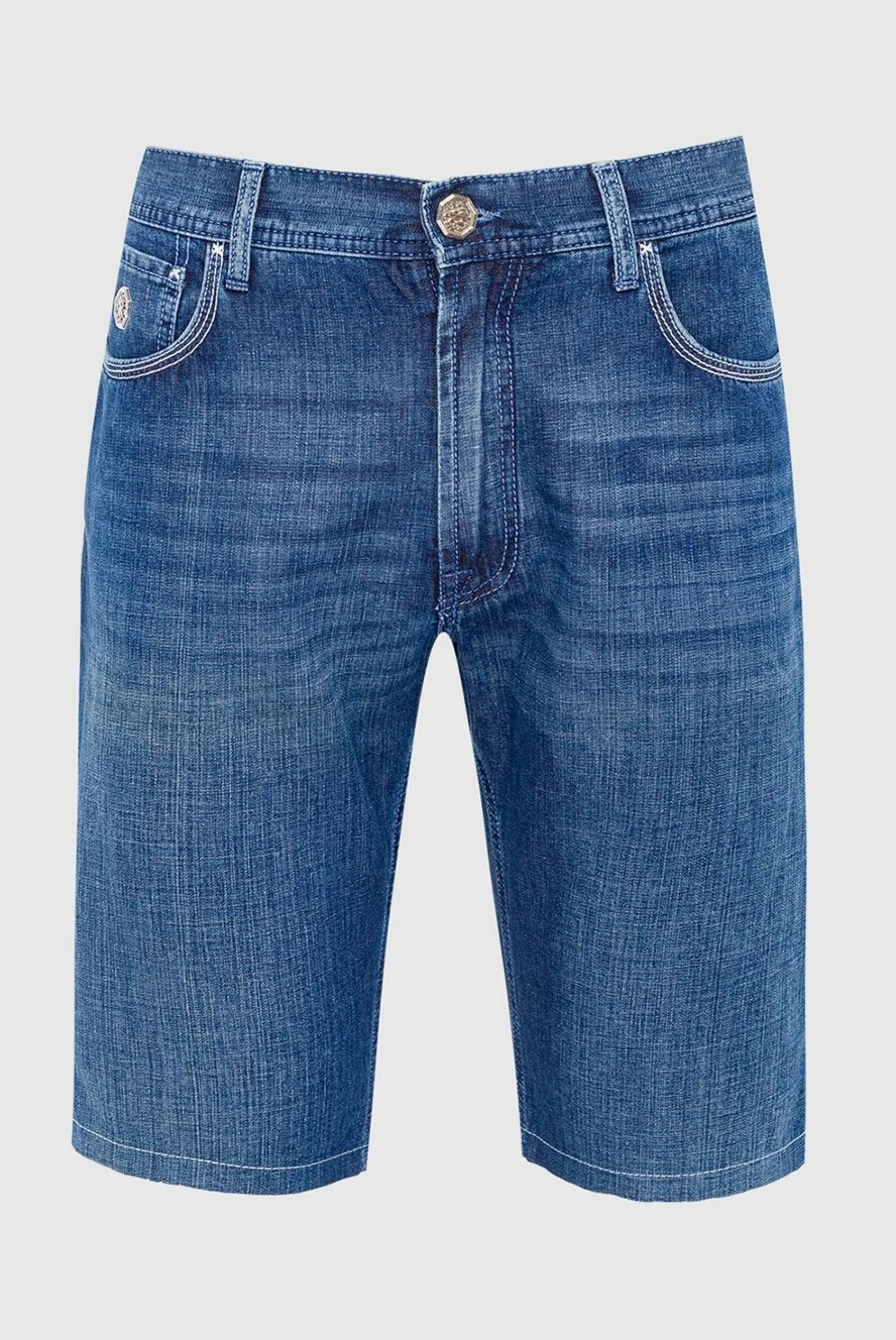 Stefano Ricci Blue cotton shorts for men - 70% cotton, 30% linen. Fastener: zipper, button. Three side pockets, two back pockets. Country of origin: Italy. Care: specialized cleaning - photo 1