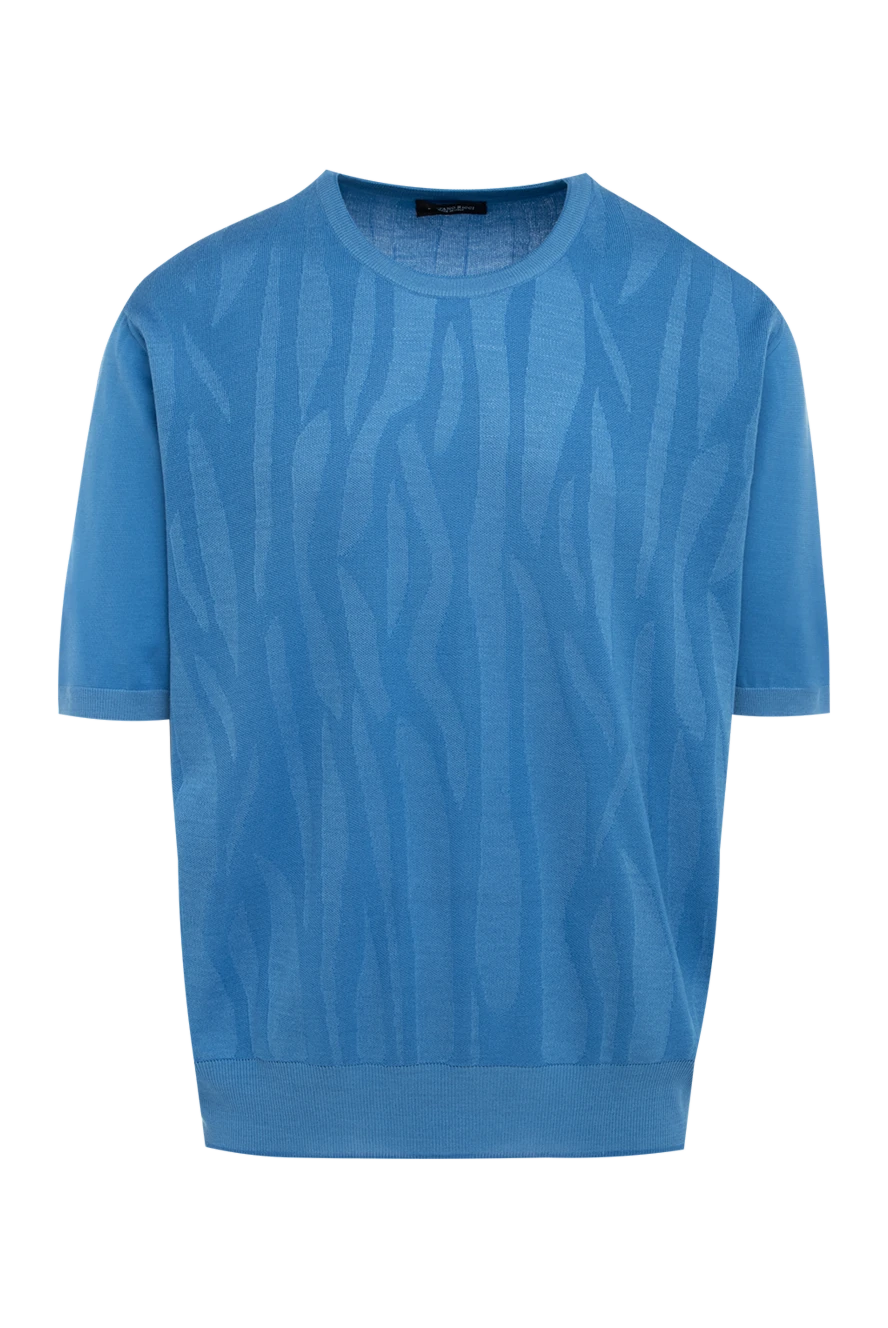 Stefano Ricci Летний трикотажный джемпер из хлопка с рельефным узором - Фантазийный узор. Короткий рукав. 100% шёлк. Страна производитель: Италия. Уход: специализированная чистка - фото 1