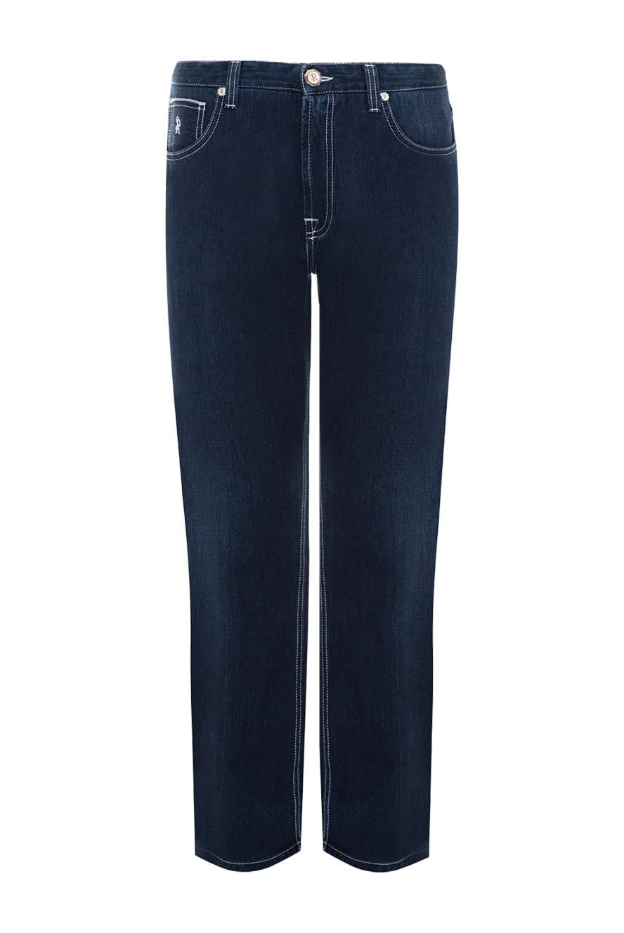 Stefano Ricci Табиғи джинсыдан жасалған көк түсті ерлерге арналған джинсы шалбар - контрастты тігістер, тозған әсер. Құрамы: 100% мақта. Жабу: түйме, найзағай. Қалталар: үш бүйір қалта, екі артқы қалта. Шығарылған елі: Италия. Күтім: арнайы тазалау - фото 1