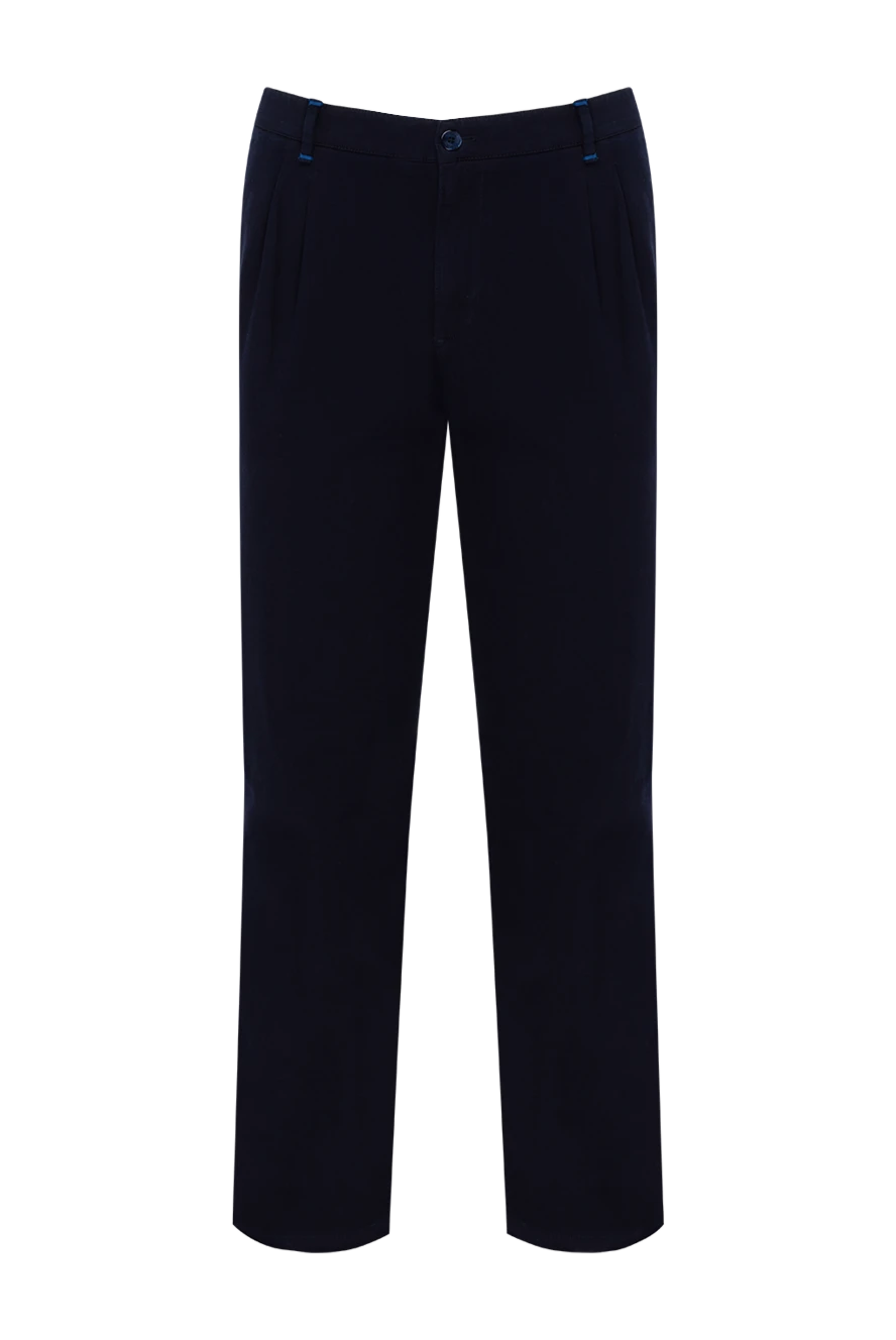 Zilli Blue cotton and silk pants for men - 72% cotton, 22% silk, 1% elastane. Closure: button, zipper. two side, two back pockets with button flaps. Country of origin: France. Care: specialized cleaning - photo 1