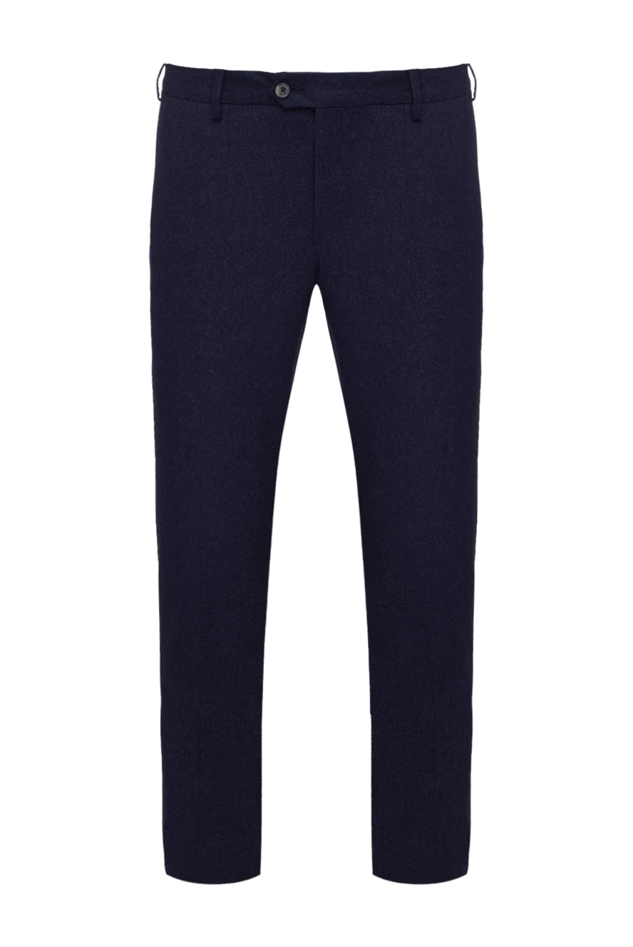 Cesare di Napoli Blue wool trousers for men - 100% wool. Closure: button, zipper. two side pockets, two back pockets. Lining: lining parts 100% cotton. Country of manufacture: Italy. Care: specialized cleaning - photo 1