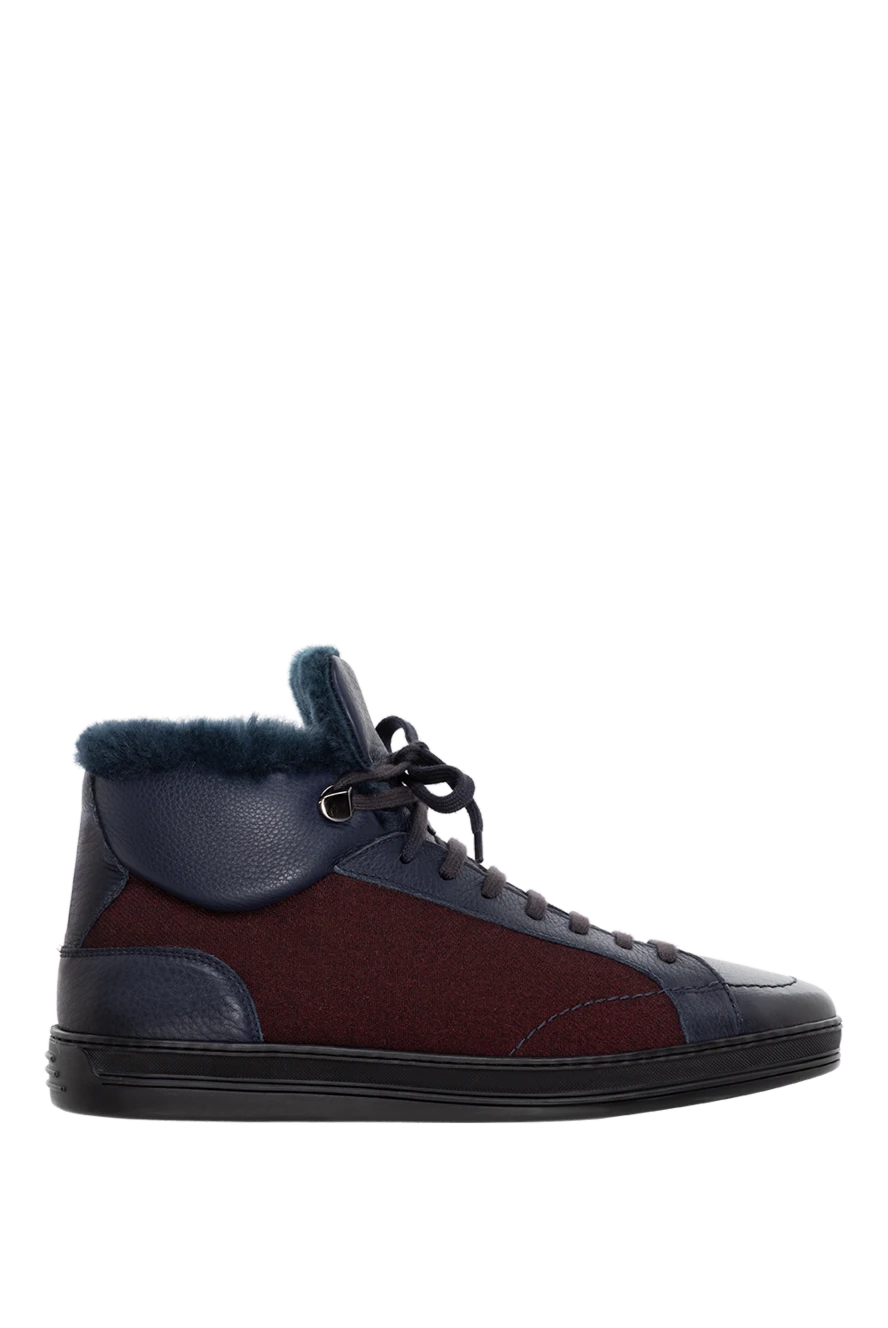 Doucal`s Sneakers in leather and textile blue for men - combined materials. fur lining. 60% genuine leather, 40% textile. lacing. height 2cm. Country of manufacture: Italy. Care: specialized cleaning - photo 1