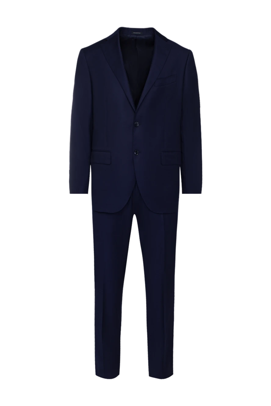 Sartoria Latorre Men's suit made of wool, blue - Slit. 100% wool. Closure: Buttons, hook. Chest pocket, two flap pockets. Three pockets. Two side pockets, two back pockets with buttons. Lining: 100% cupro. Country of manufacture: Italy. Care: specialized cleaning - photo 1