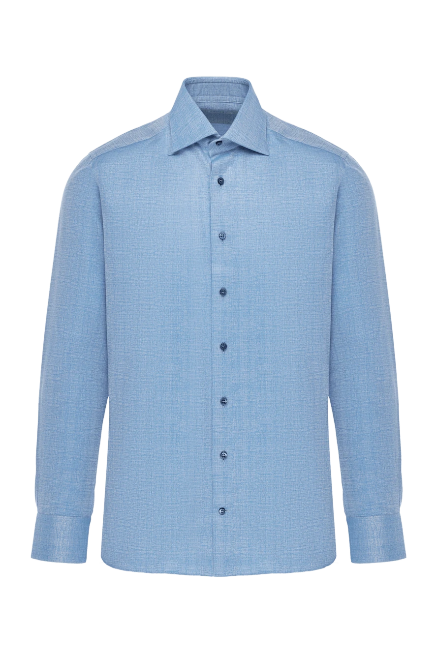 Zilli Blue cotton shirt for men - melange. 100% cotton. Closure: buttons. Country of manufacture: Italy. Care: specialized cleaning - photo 1