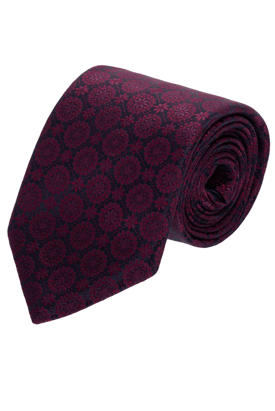 Italo Ferretti Purple silk tie for men - marsala flowers. 100% silk. Country of origin: Italy. Care: specialized cleaning - photo 1