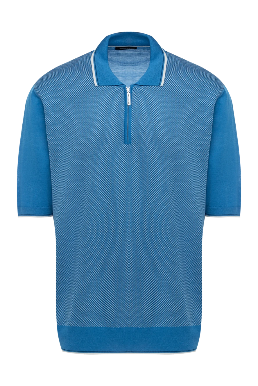 Stefano Ricci Мужское поло на молнии из трикотажа с фактурным тканым узором - Контрастный узор, контрастные линии на вороте. 100% шёлк. Молния. Страна производитель: Италия. Уход: специализированная чистка - фото 1