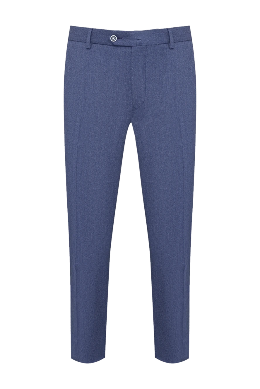 Lubiam Blue wool trousers for men - 100% wool. Closure: button, zipper. two side pockets, two back pockets. Lining: lining parts 100% cotton. Country of manufacture: Italy. Care: specialized cleaning - photo 1