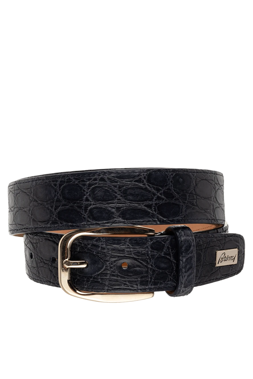 Brioni Blue leather belt for men - Textured leather. 100% crocodile leather. Size: Width 4cm. Buckle. Country of origin: Italy. Care: specialized cleaning - photo 1
