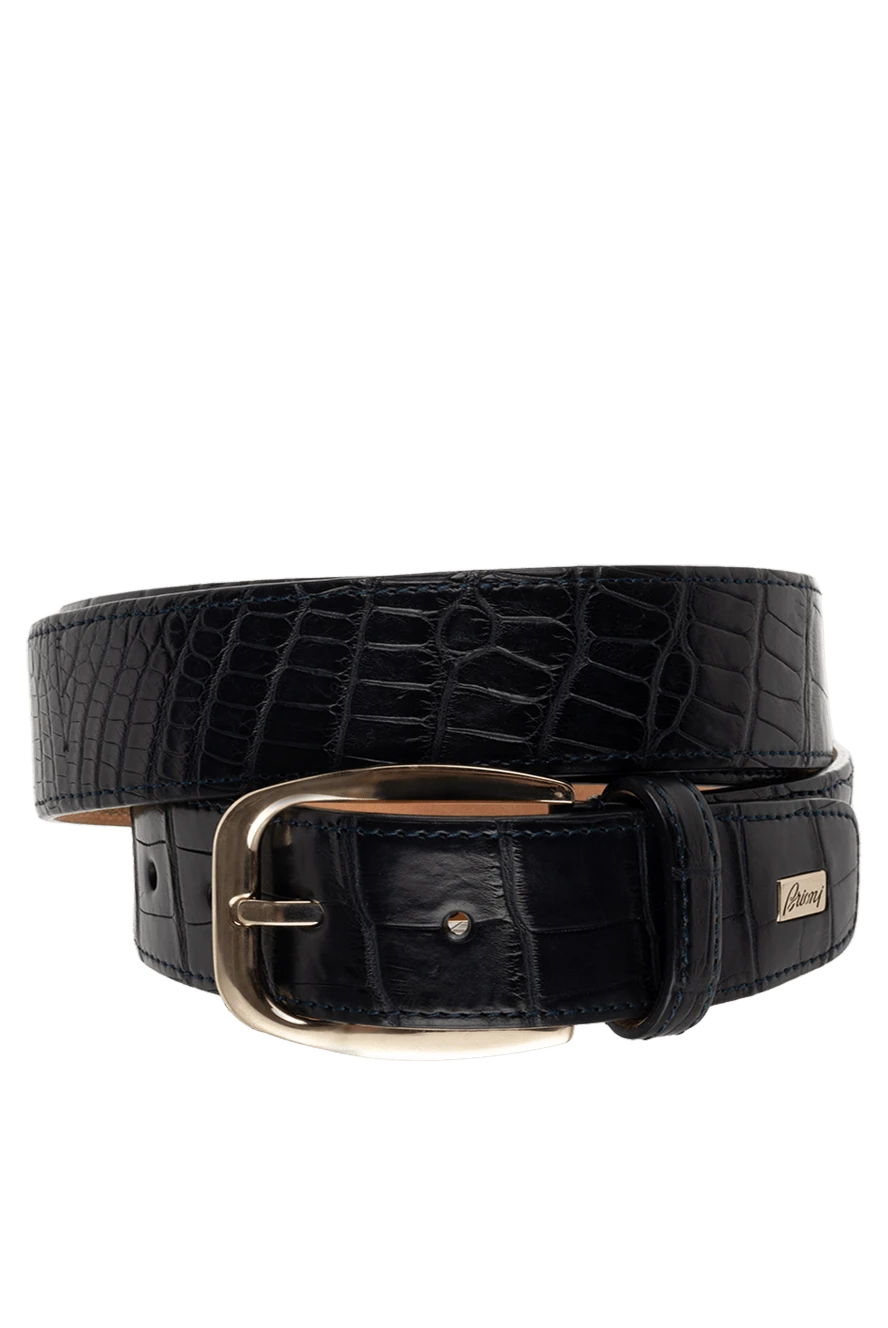 Brioni Blue leather belt for men - Textured leather. 100% crocodile leather. Size: Width 4cm. Buckle. Country of origin: Italy. Care: specialized cleaning - photo 1