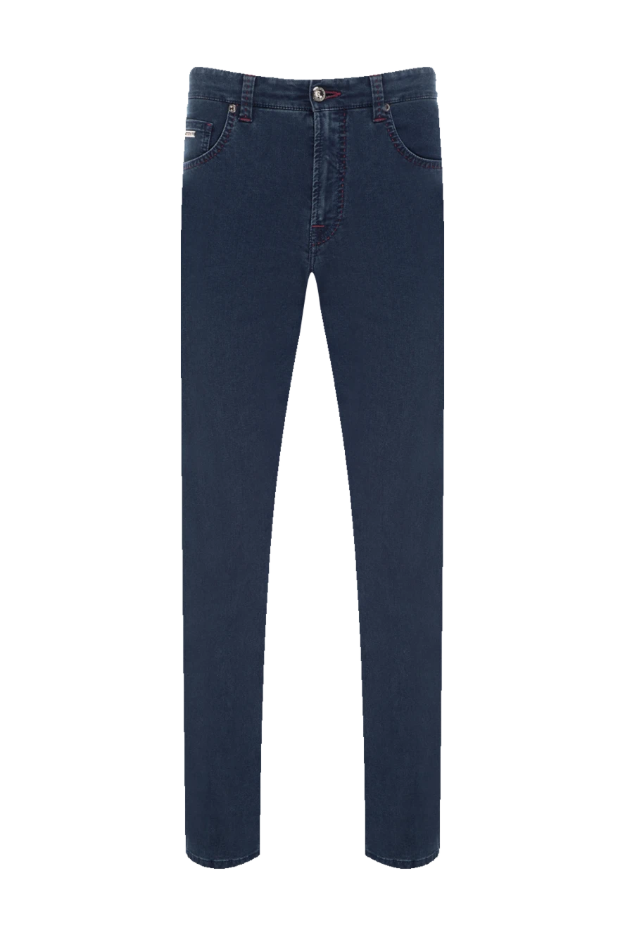 Stefano Ricci Ерлерге арналған көк мақта және полиэфирлі джинсы - контрастты тігістер. Құрамы: 68% мақта, 30% полиэстер, 2% эластан. Жабу: түйме, найзағай. Қалталар: үш бүйір қалта, екі артқы қалта. Шығарылған елі: Италия. Күтім: арнайы тазалау - фото 1