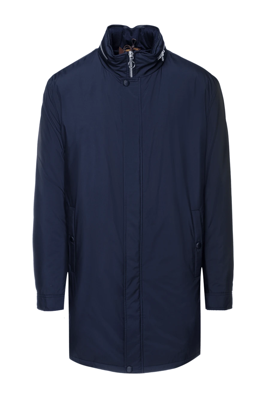 Seraphin Куртка синяя удлиненная на молнии с воротником-стойкой мужская - 100% нейлон, кашемир. капюшон. Молния, кнопки. Два боковых кармана. Страна производитель: Франция. Уход: специализированная чистка - фото 1