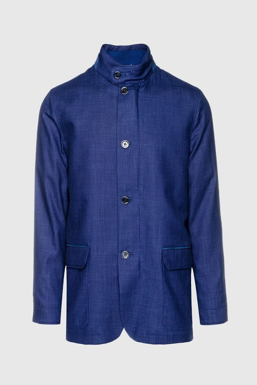 Stefano Ricci Тік жағасы бар ерлерге арналған көк түсті күртеше - Құрамы: 80% жүн, 20% кашемир. Жабу: түймелер. Қалталар: екі бүйір қалта. Шығарылған елі: Италия. Күтім: арнайы тазалау - фото 1