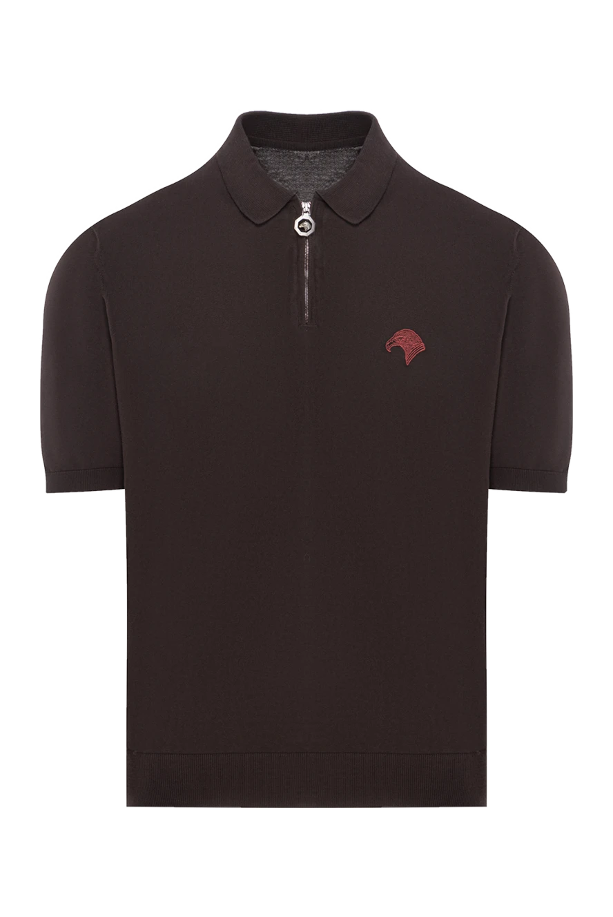 Stefano Ricci Коричневое трикотажное поло с молнией и кольцом - Логотип на молнии. 100% хлопок. Молния. Страна производитель: Италия. Уход: специализированная чистка - фото 1