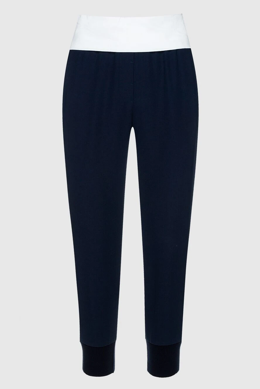 Peserico Polyester pants blue for women - contrasting belt. 100% polyester. elastic belt. Country of manufacture: Italy. Care: specialized cleaning - photo 1