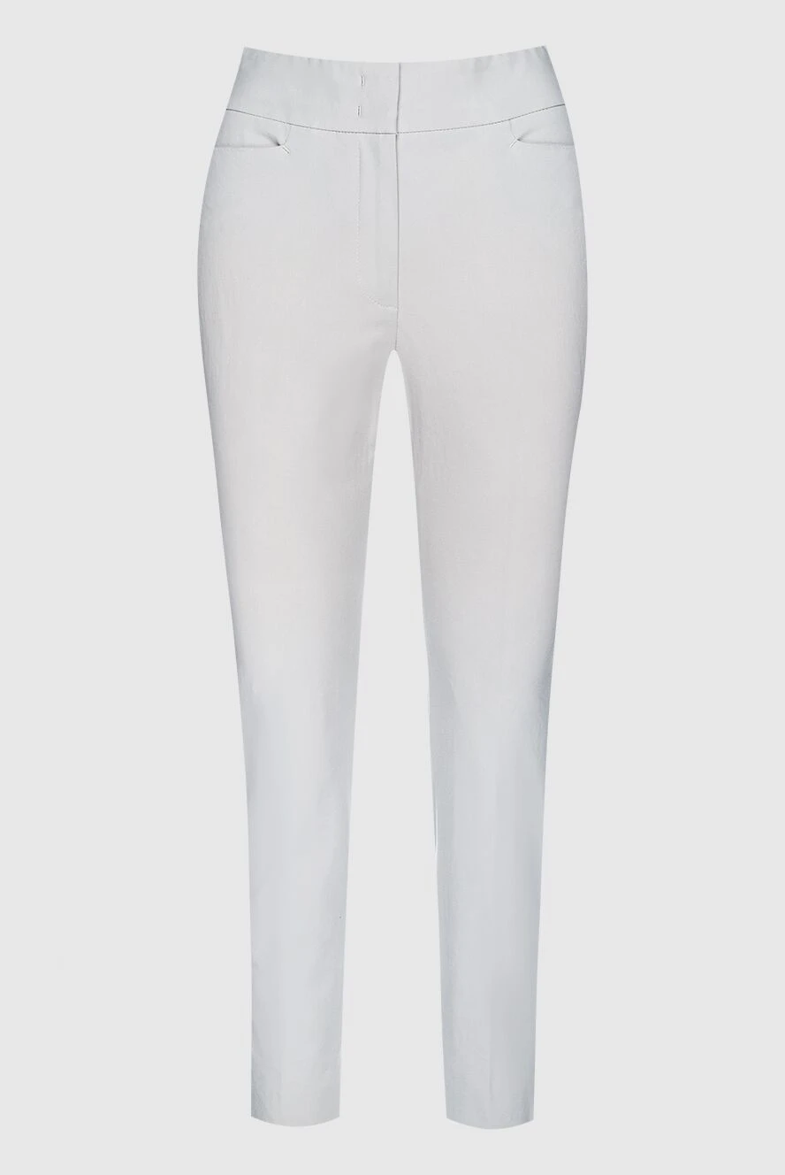 Peserico White cropped trousers with a zipper and hooks women's - 95% cotton, 5% elastane. zipper, hook. Country of manufacture: Italy. Care: specialized cleaning - photo 1