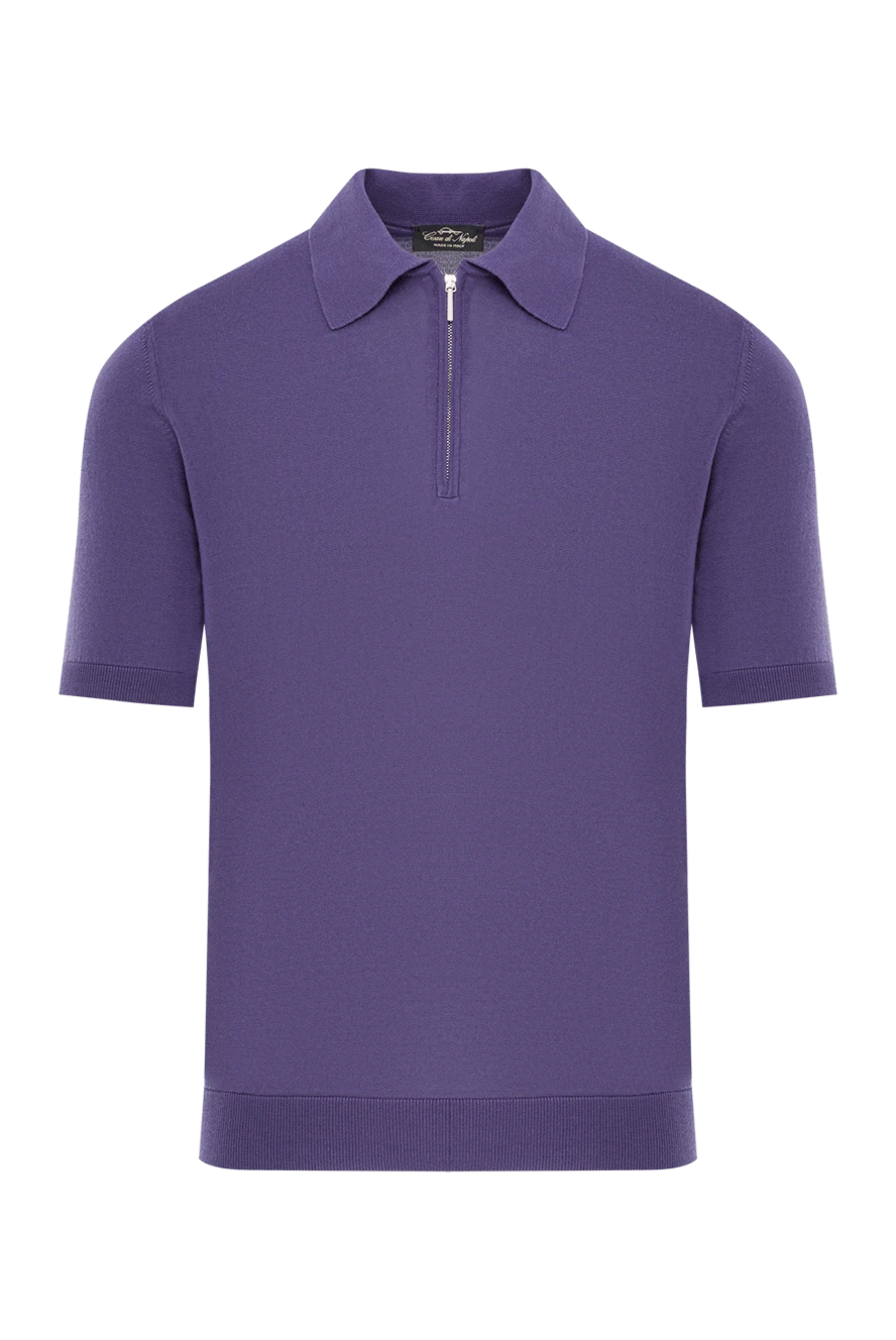 Cesare di Napoli Поло шелковое темно-фиолетовое приталенное мужское - 100% шёлк. Молния. Страна производитель: Италия. Уход: специализированная чистка - фото 1