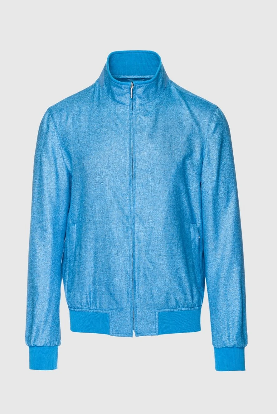 Enrico Mandelli Куртка из шелка и кашемира голубая мужская - 52% шёлк, 48% кашемир. Молния. Два боковых кармана. Страна производитель: Италия. Уход: специализированная чистка - фото 1