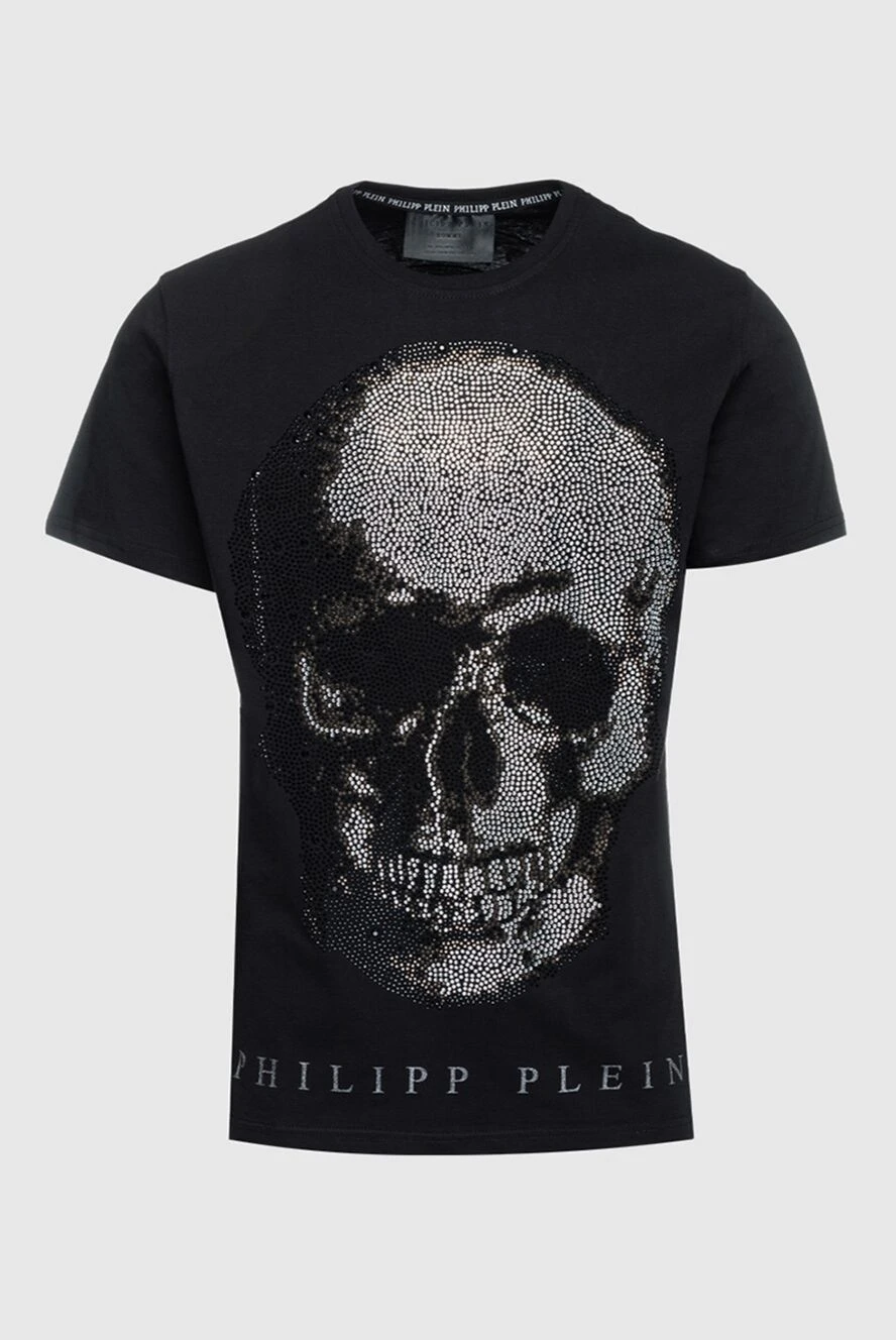 Philipp Plein Black cotton T-shirt for men - print, logo, pattern. 100% cotton. Country of origin: Italy. Care: specialized cleaning - photo 1