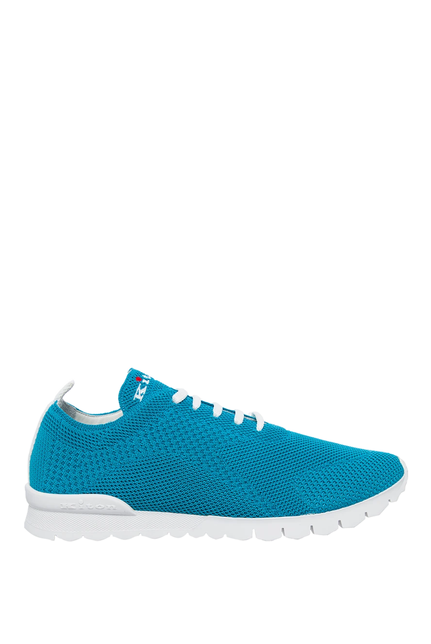 Kiton Ерлерге арналған көк мақта кроссовки - контраст табаны, логотипі. Құрамы: 90% мақта, 10% эластан. Жабу: шілтер. Табан: биіктігі 2 см. Шығарылған елі: Италия. Күтім: арнайы тазалау - фото 1