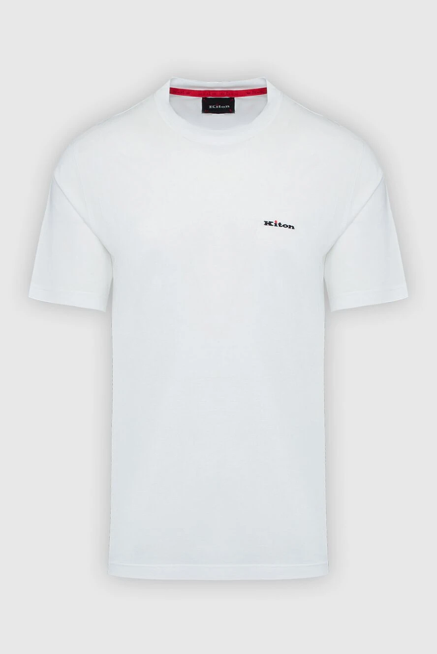 Kiton White cotton T-shirt for men - logo. 100% cotton. Country of manufacture: Italy. Care: specialized cleaning - photo 1