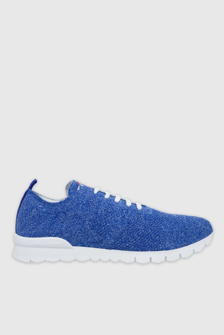 Kiton Blue textile sneakers for men - Decor: contrast sole, logo. Composition: 100% textile. Clasp: laces. Sole: height 2 cm. Country of manufacture: Italy. Care: specialized cleaning - photo 1