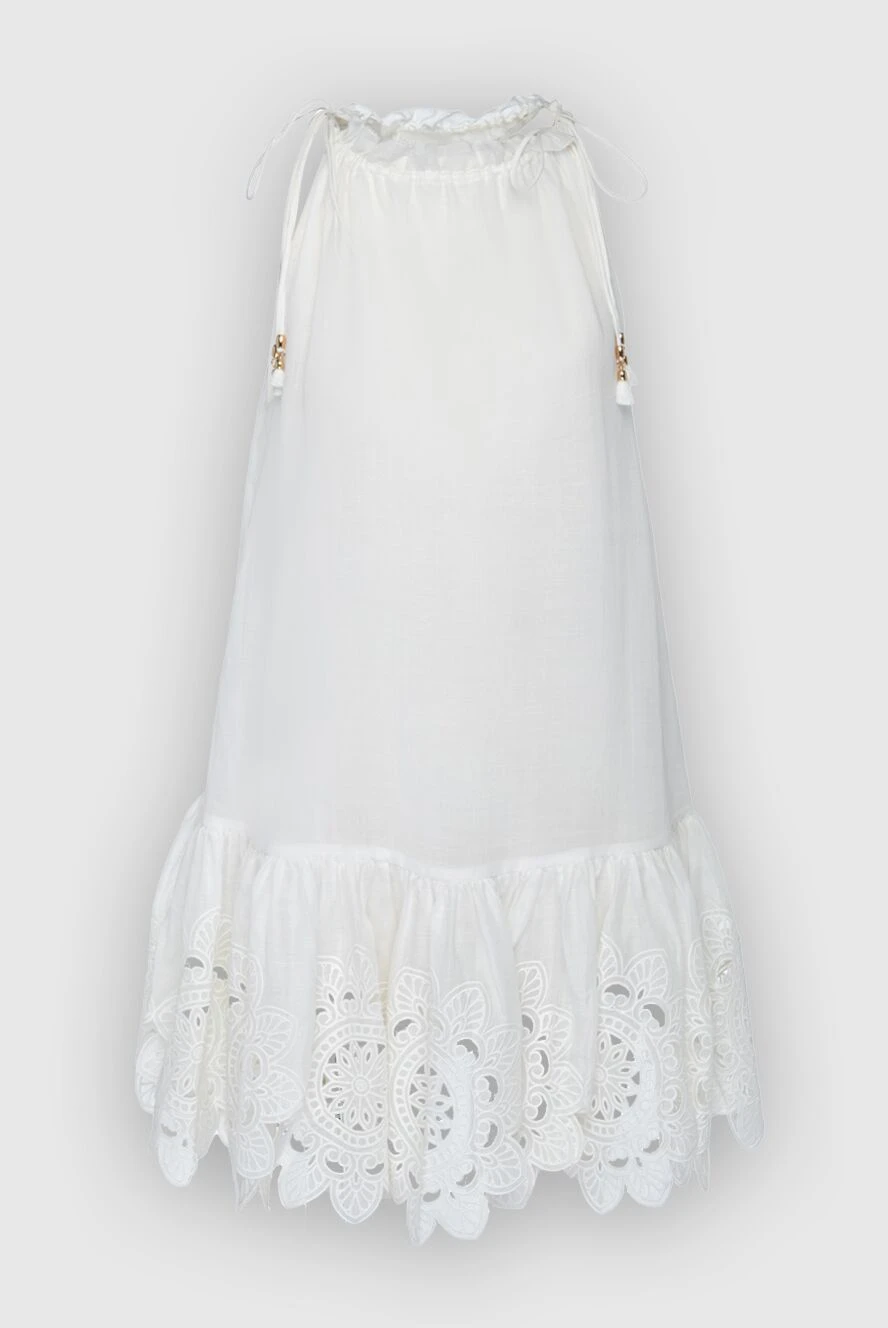 Zimmermann Белое летнее платье на бретелях с кружевом и завязками
- завязка. рюш, кружева. 100% хлопок. Страна производитель: Италия. Уход: специализированная чистка - фото 1