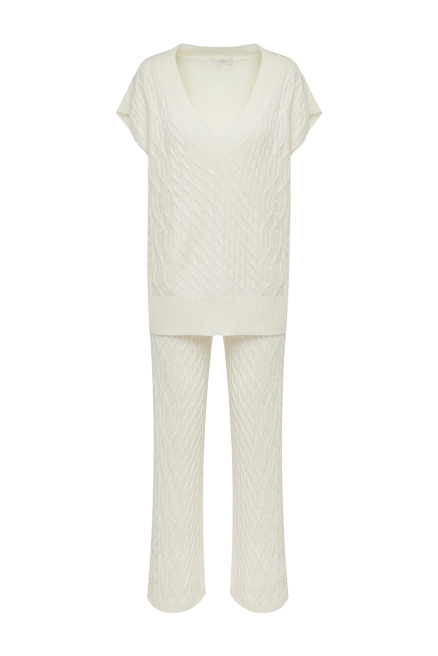 Rocco Ragni Костюм женский прогулочный трикотажный с рельефным плетением - узор вязка. 47% шерсть, 30% вискоза, 13% полиамид. кулиска. два боковых кармана. Страна производитель: Италия. Уход: специализированная чистка - фото 1