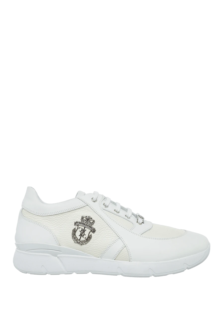 Billionaire White leather sneakers for men - logo print. 100% genuine leather. lacing. sole height 2cm. Country of origin: Italy. Care: specialized cleaning - photo 1