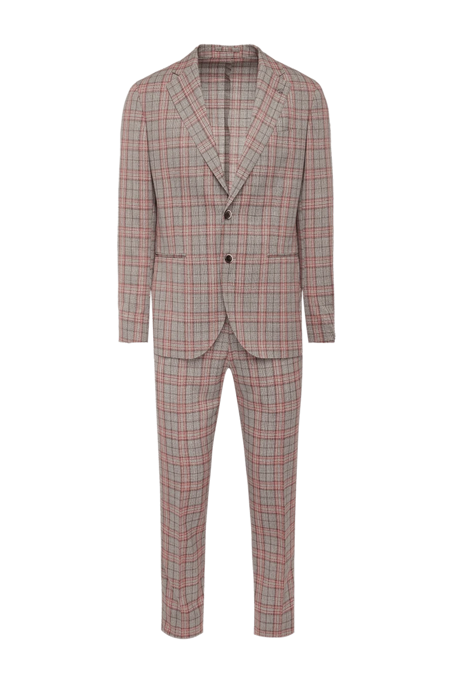 Lubiam Beige men's wool suit - Slit, checkered pattern. 100% wool. Closure: Buttons, hook. Chest pocket, two flap pockets. Three pockets. Two side pockets, two back pockets with buttons. Lining: 100% cupro. Country of manufacture: Italy. Care: specialized cleaning - photo 1