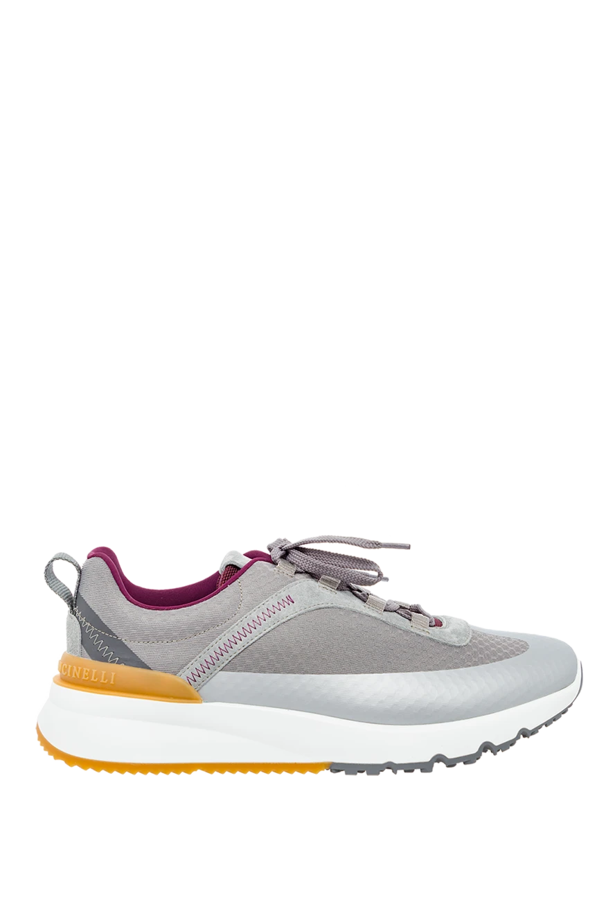 Brunello Cucinelli Кроссовки серые мужские - контрастные вставки. полиэстер (PL). шнуровка. высота подошвы 2 см. Страна производитель: Италия. Уход: специализированная чистка - фото 1