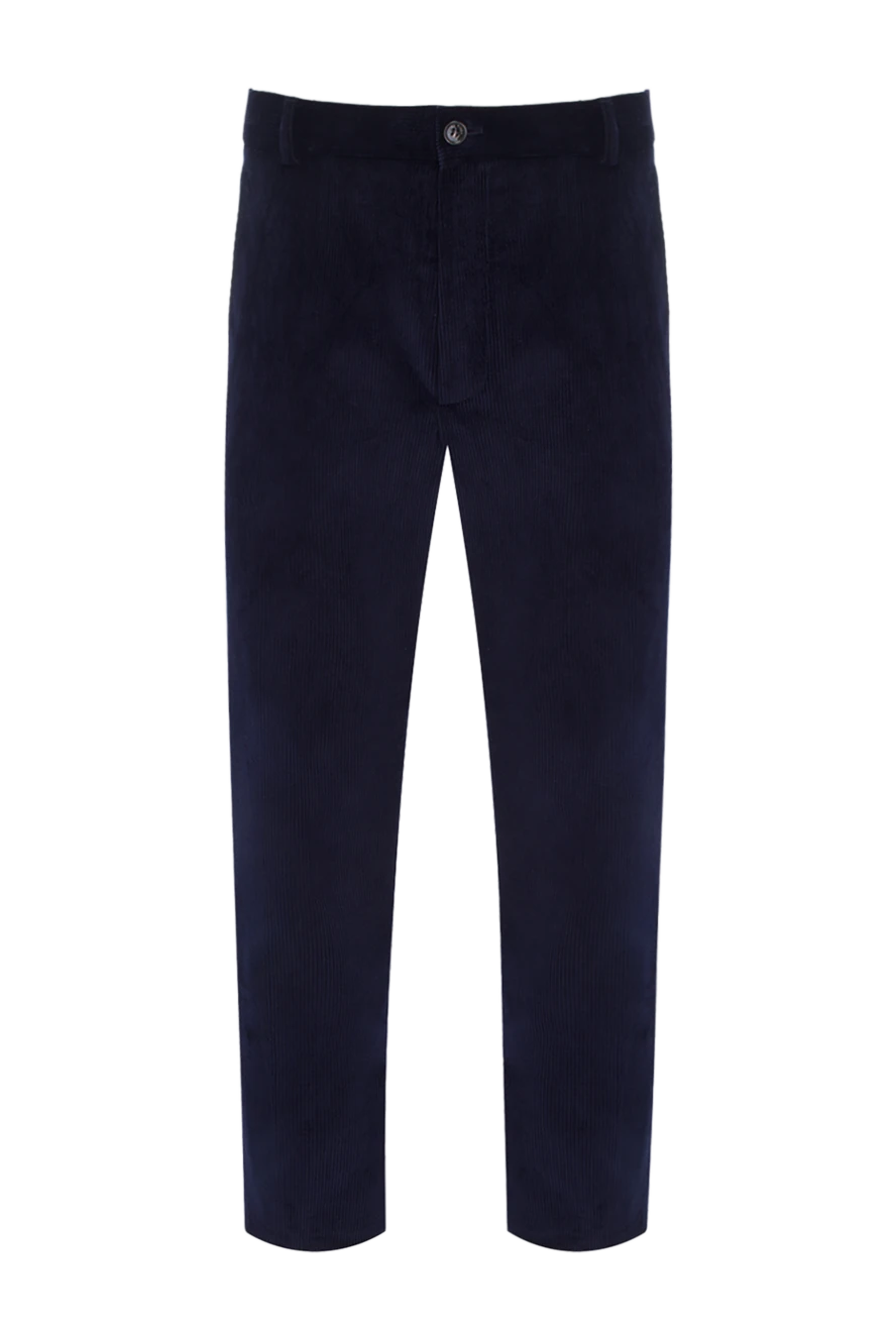 Loro Piana Men's Corduroy Trousers Blue Casual With Pockets - 100% cotton. Closure: button, zipper. two side pockets, two back pockets. Country of origin: Italy. Care: specialized cleaning - photo 1