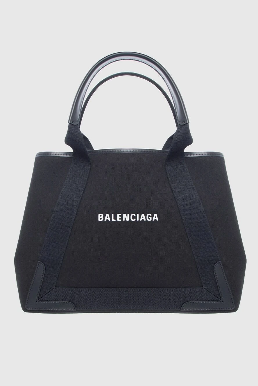 Balenciaga Сумка-торба женская большая черная - логотип. классическая. 80% хлопок, 20% вискоза. Страна производитель: Франция. Уход: специализированная чистка - фото 1