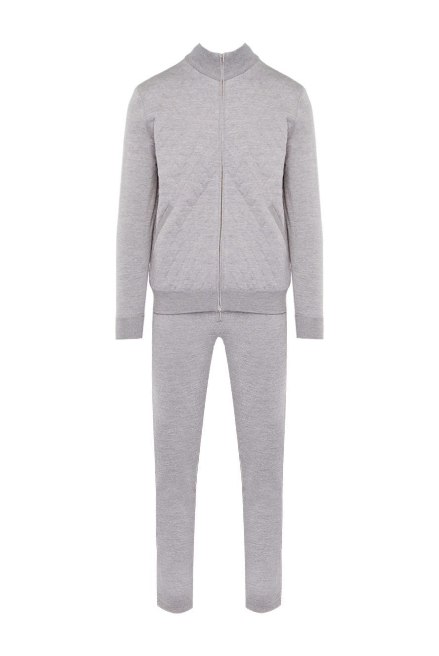 Cesare di Napoli Gray men's wool sports suit - Textured pattern. 100% wool. Closure: Drawstring, zipper. Four side pockets. Country of manufacture: Italy. Care: specialized cleaning - photo 1