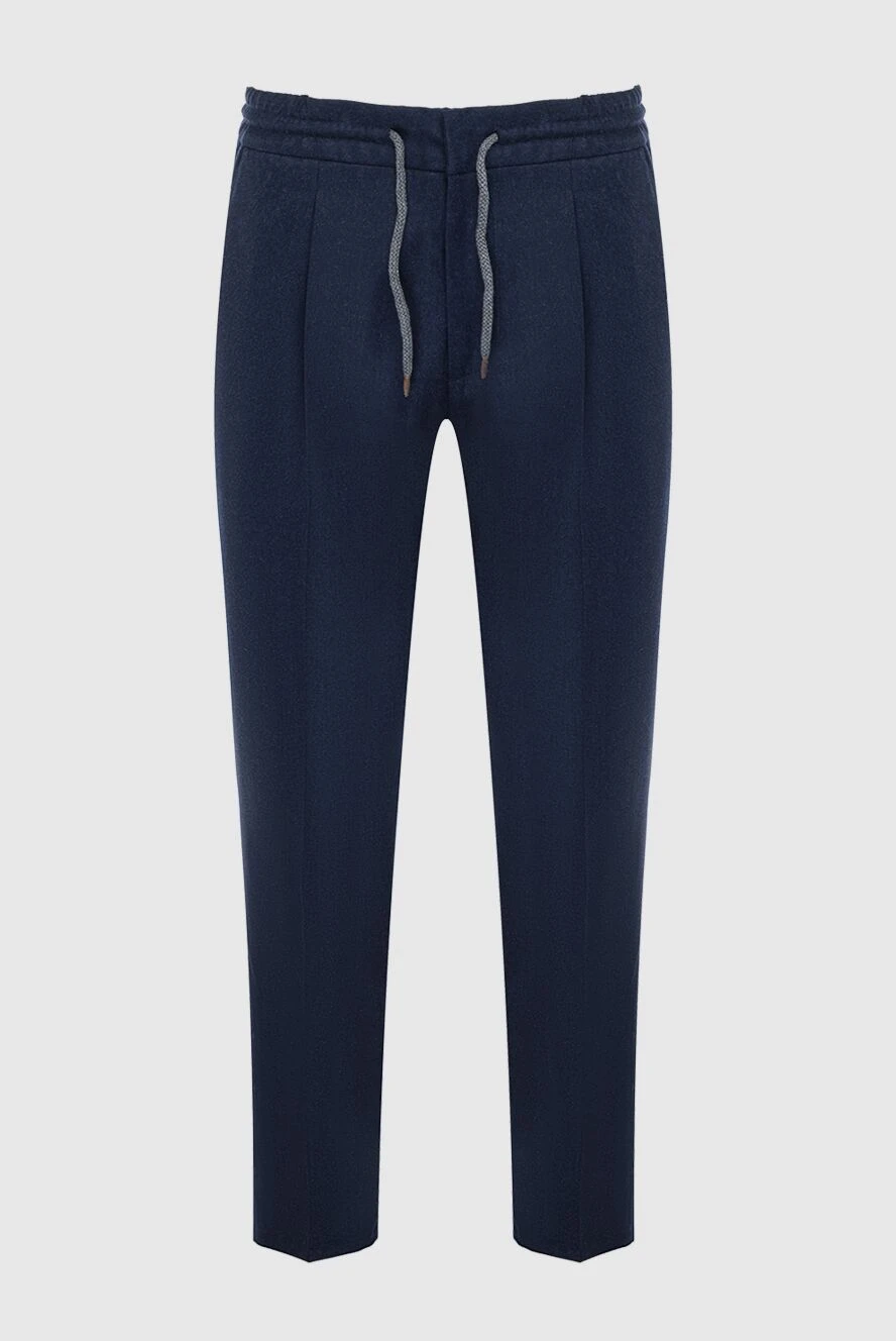 Brunello Cucinelli Blue wool pants for men - 100% wool. drawstring. two back pockets. Country of manufacture: Italy. Care: specialized cleaning - photo 1