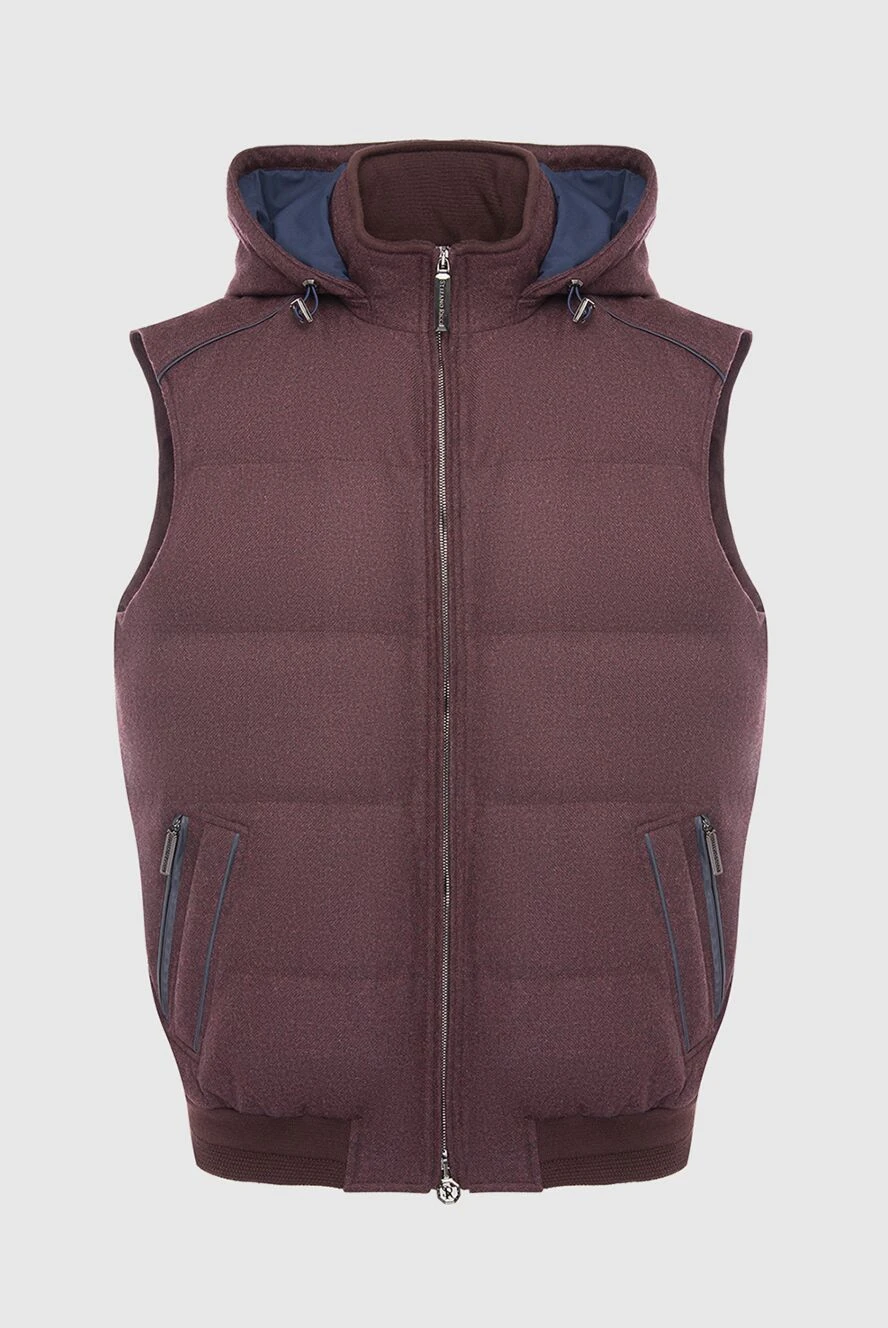 Stefano Ricci Ерлерге арналған бургундия жүнінен және кашемирден жасалған жилет - Қосымша: капюшон. Құрамы: 93% жүн, 7% кашемир. Жабу: найзағай. Қалталар: екі бүйір қалта. Шығарылған елі: Италия. Күтім: арнайы тазалау - фото 1