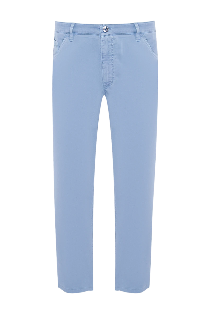 Zilli Men's blue linen trousers - 100% linen. Closure: button, zipper. three side, two back pockets. Country of manufacture: Italy. Care: specialized cleaning - photo 1