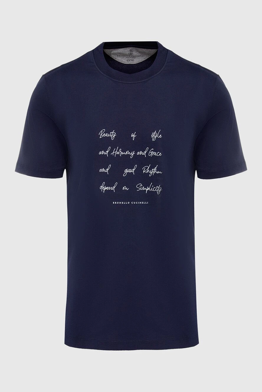 Brunello Cucinelli Blue cotton T-shirt for men - print. 100% cotton. Country of origin: Italy. Care: specialized cleaning - photo 1