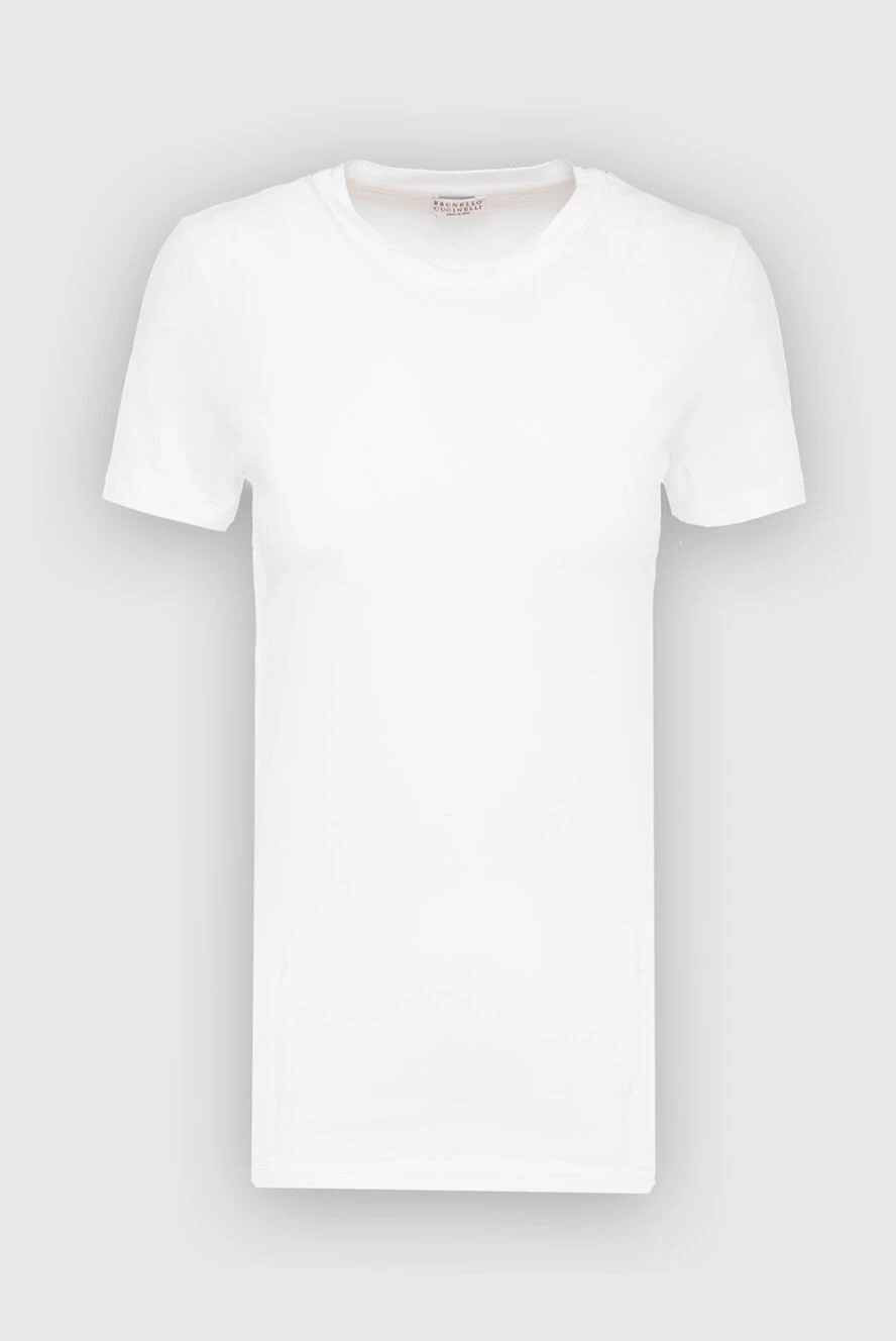 Brunello Cucinelli Ақ созылған мақтадан жасалған мойынға арналған футболка - Құрамы: 93% мақта, 7% эластан. Шығарылған елі: Италия. Күтім: арнайы тазалау - фото 1