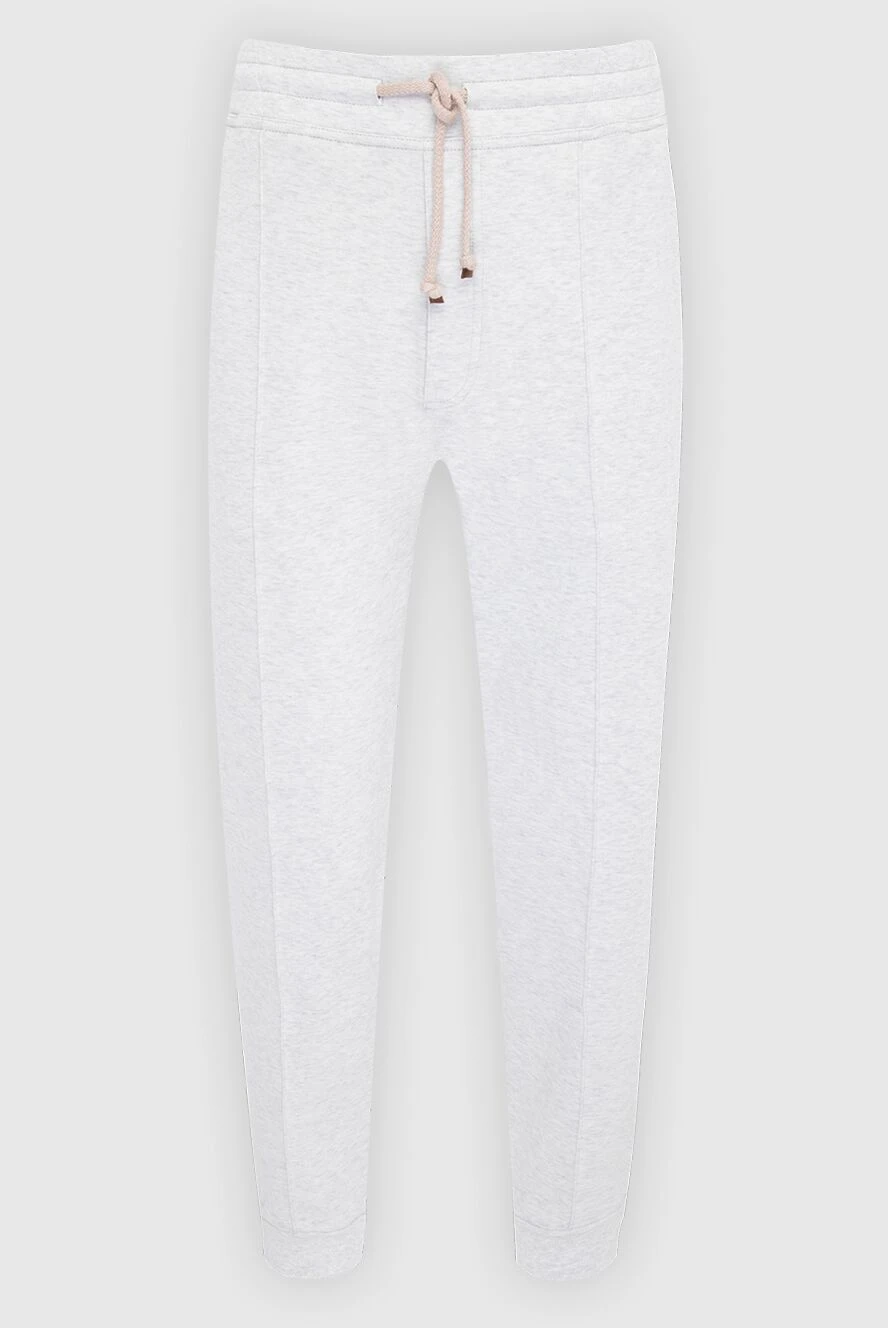 Brunello Cucinelli Light-colored cotton jersey trousers with cuffs at the hem
- 94% cotton, 6% polyamide. Closure: Drawstring. Two side pockets, two back pockets. Country of origin: Italy. Care: specialized cleaning - photo 1