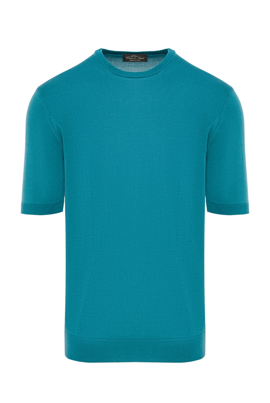 Cesare di Napoli Джемпер с коротким рукавом шёлковый бирюзово-зелёный мужской - Короткий рукав. 100% шёлк. Страна производитель: Италия. Уход: специализированная чистка - фото 1